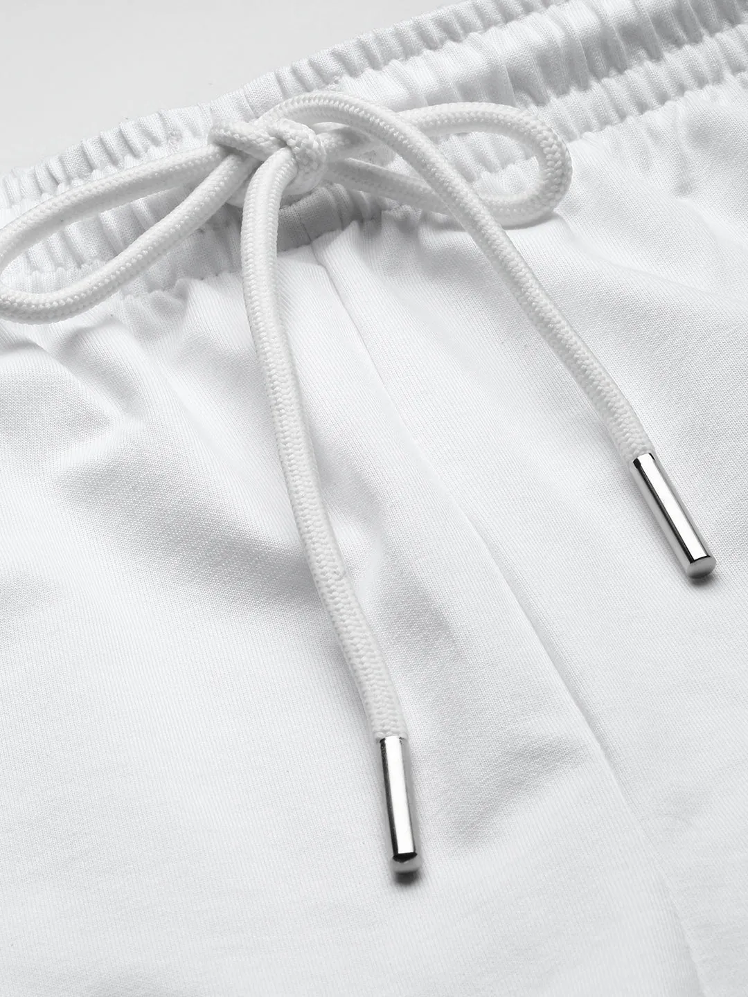 Men White Round Neck Co ords Set with Shorts