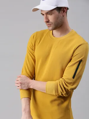 Men Yellow Printed Casual Sweatshirt