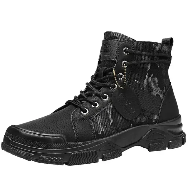 Mens HighTop White PU Leather Luxury Sneakers