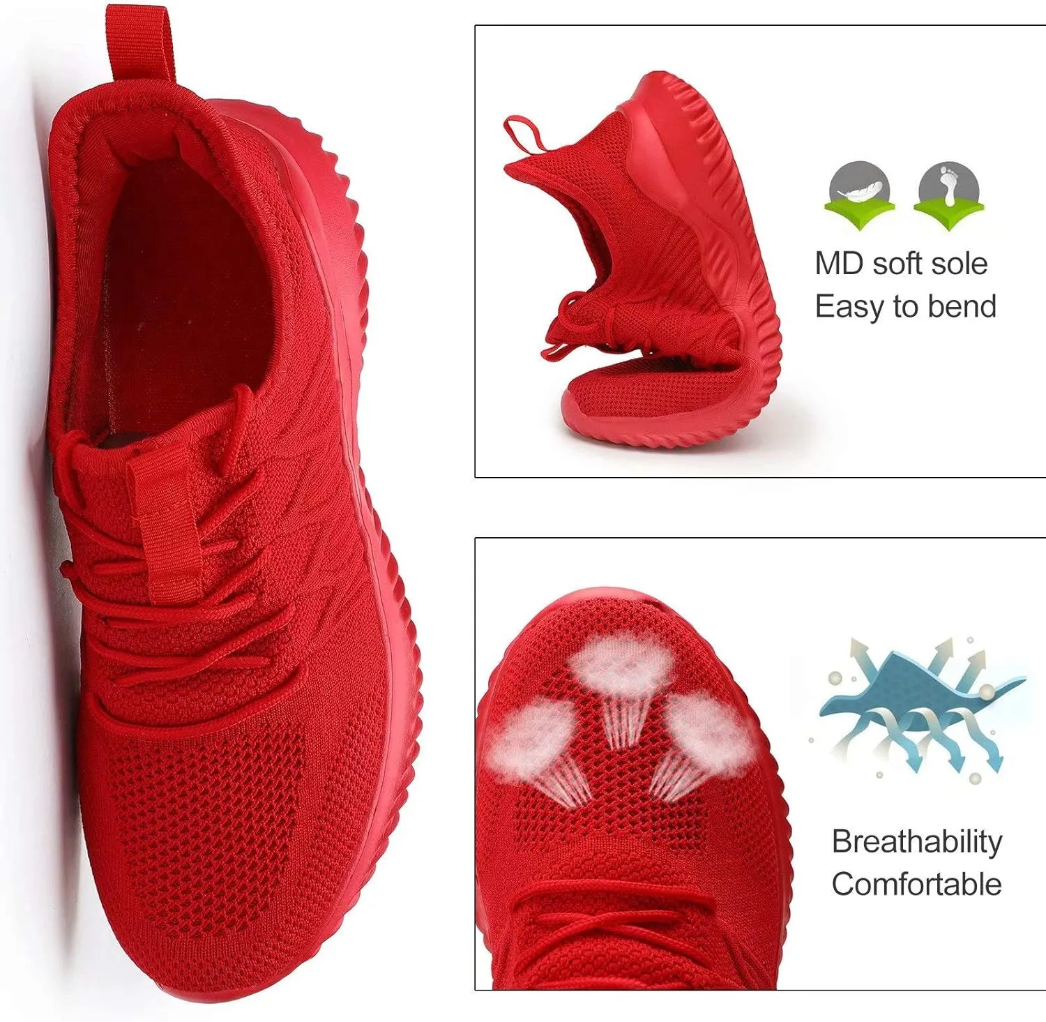 Mens Running Shoes Slip-on Walking Sneakers Lightweight Breathable Casual Soft Sole Trainers