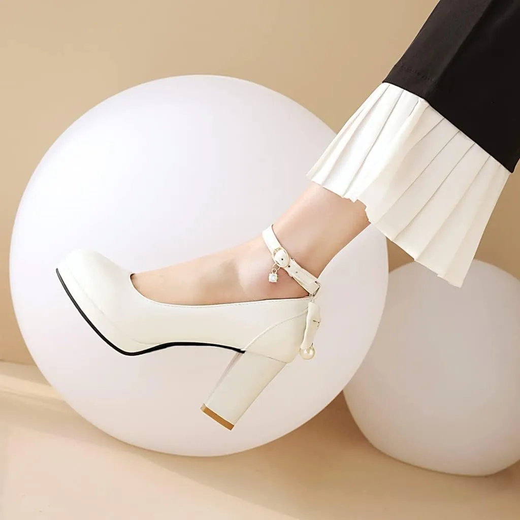 MIOKE Women's Square Toe Chunky Block High Heel Pumps Suede Slip-On Comfy Wedding Party Office Dress Shoes