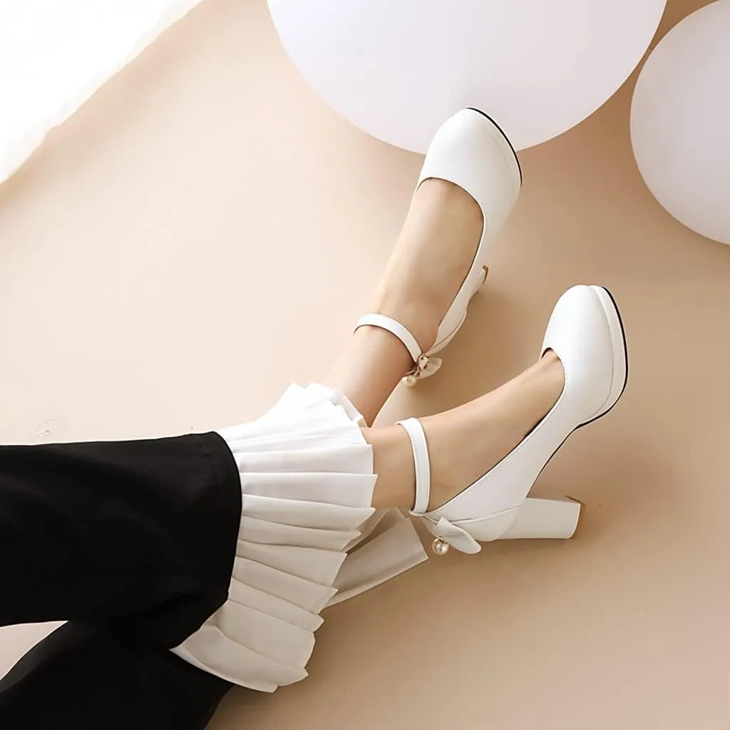 MIOKE Women's Square Toe Chunky Block High Heel Pumps Suede Slip-On Comfy Wedding Party Office Dress Shoes