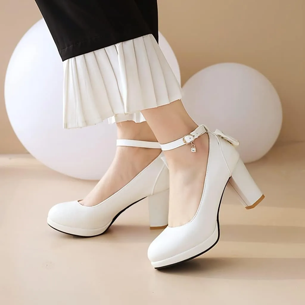 MIOKE Women's Square Toe Chunky Block High Heel Pumps Suede Slip-On Comfy Wedding Party Office Dress Shoes