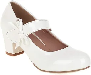 MIOKE Women's Square Toe Low Heel Mary Jane Pumps Pearl Buckle Strap Casual Comfort Wedding Dress Shoes