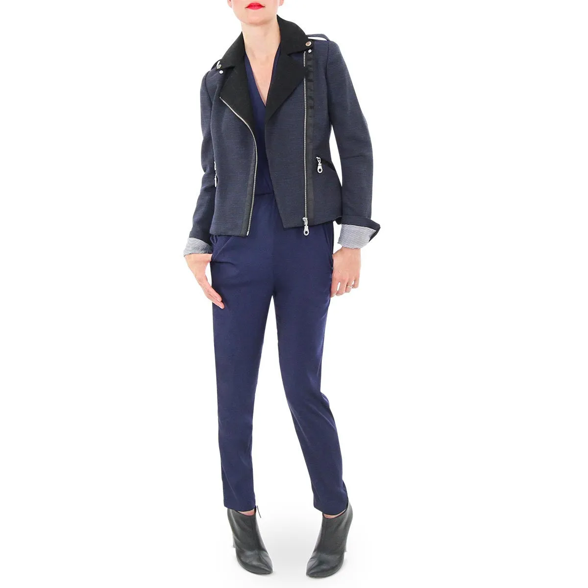 Navy Jumpsuit with Open Back