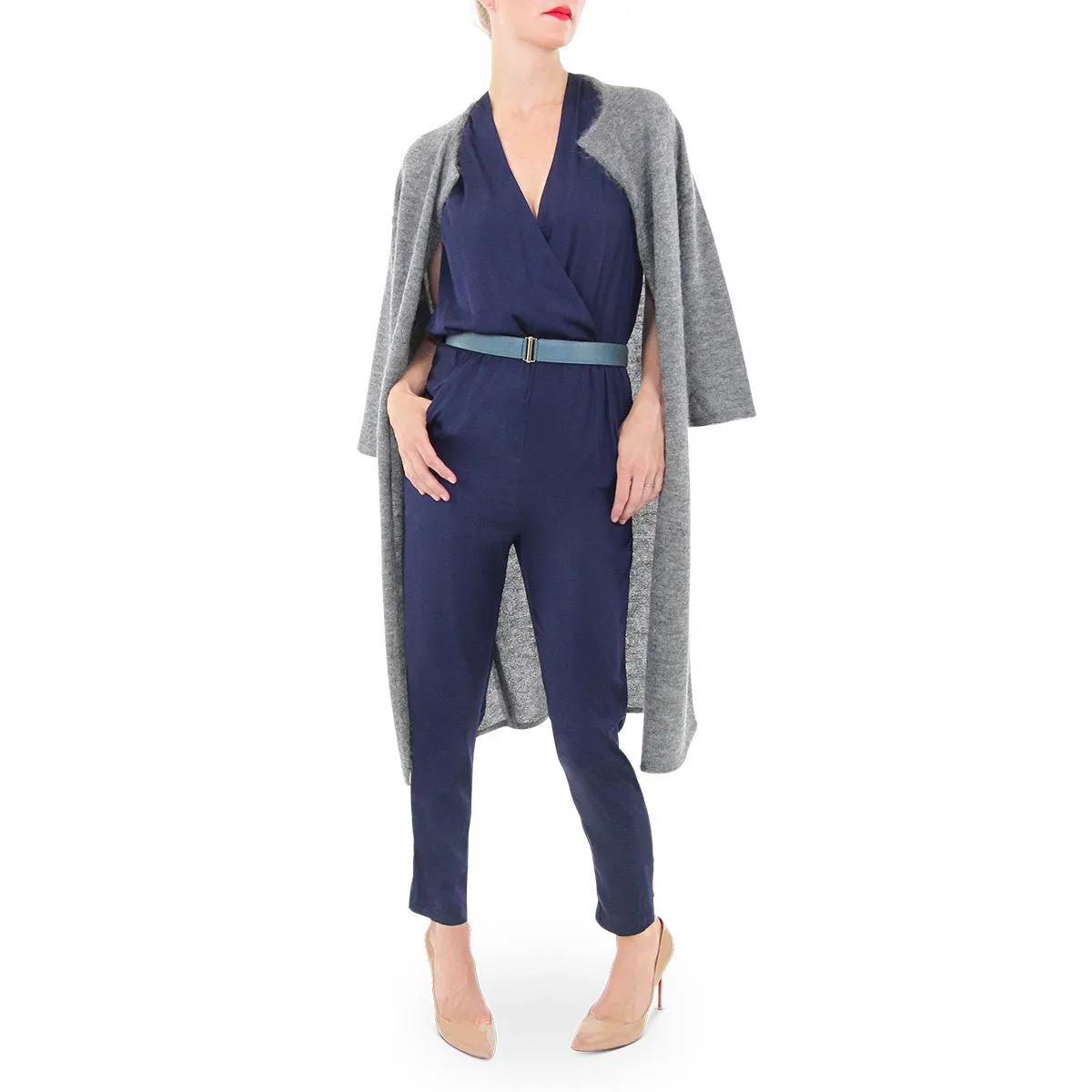 Navy Jumpsuit with Open Back