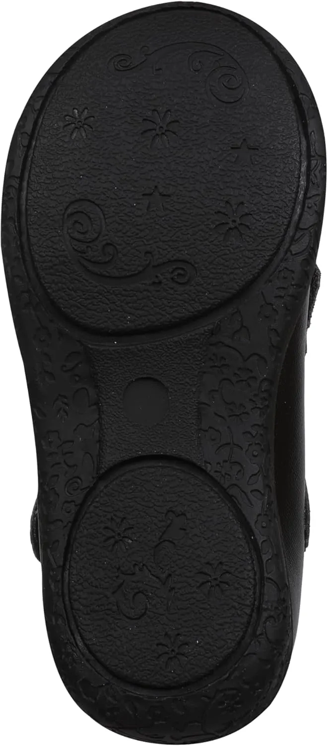 Oomphies Amina Leather Mary Jane Shoes for Girls  Ruffled Dress Shoes with Hook & Loop Closure, Soft Cushion Footbed