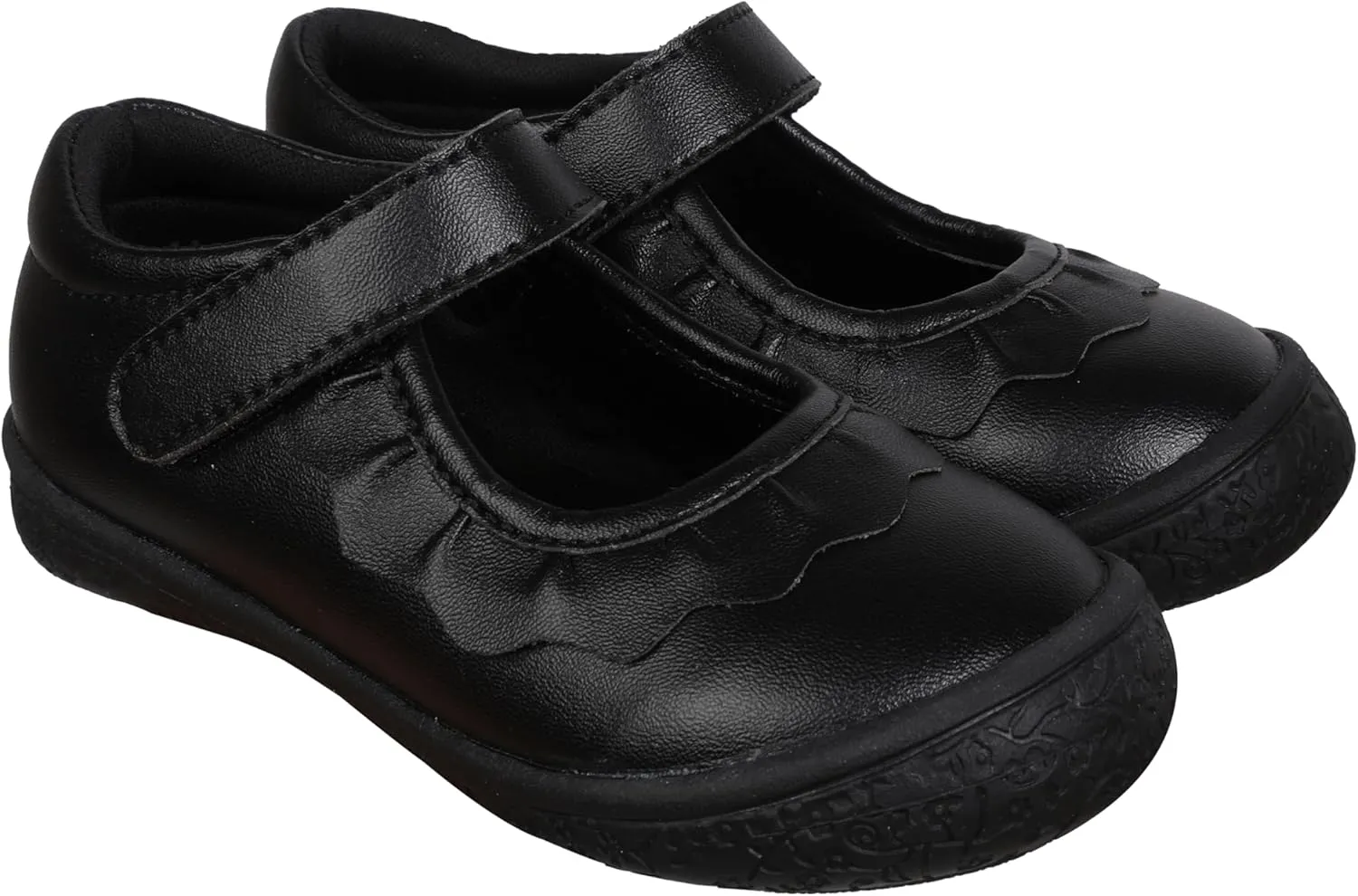 Oomphies Amina Leather Mary Jane Shoes for Girls  Ruffled Dress Shoes with Hook & Loop Closure, Soft Cushion Footbed