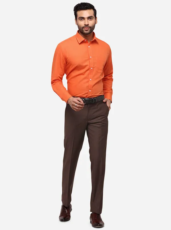 Orange Solid Regular Fit Formal Shirt | Greenfibre