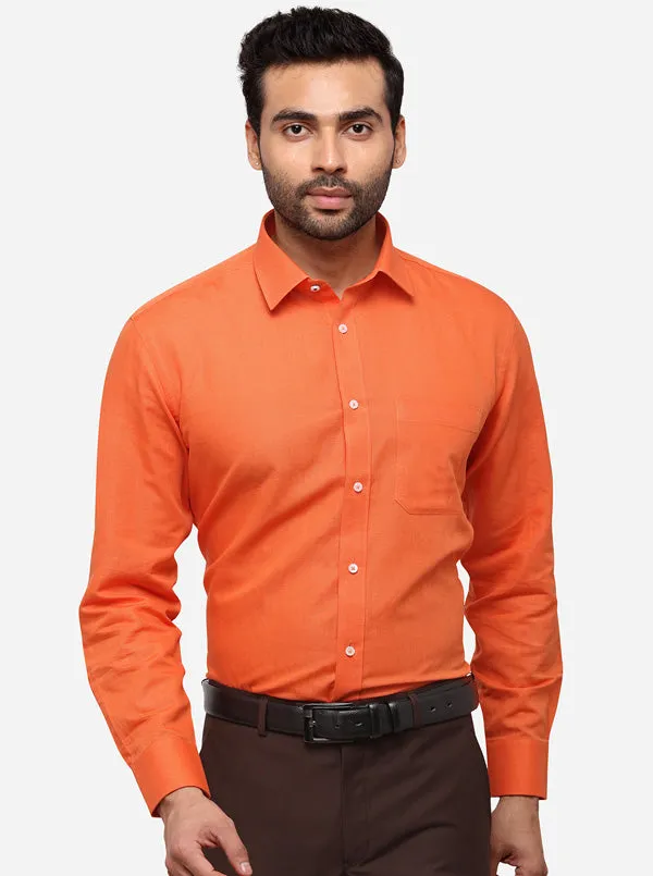 Orange Solid Regular Fit Formal Shirt | Greenfibre
