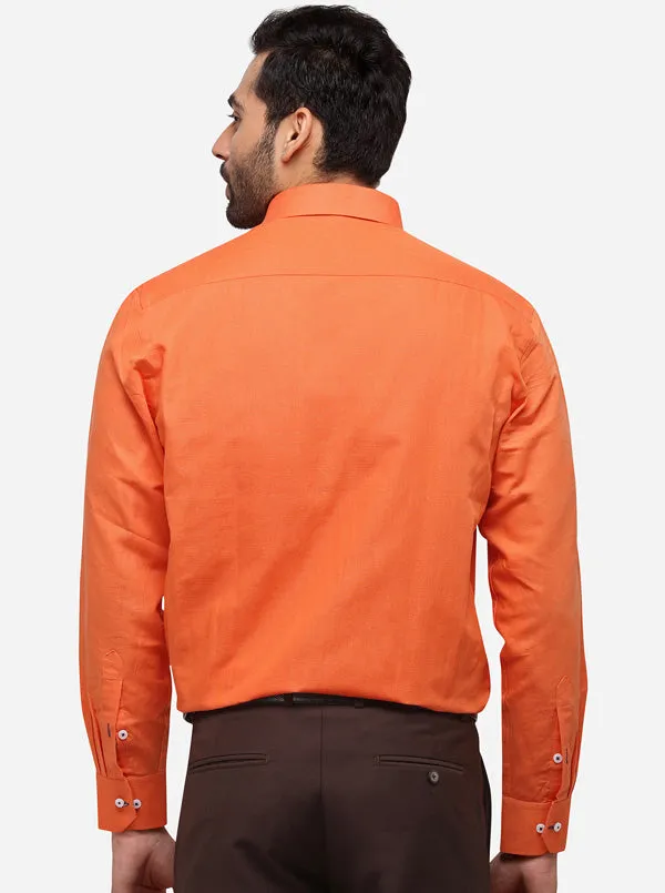 Orange Solid Regular Fit Formal Shirt | Greenfibre