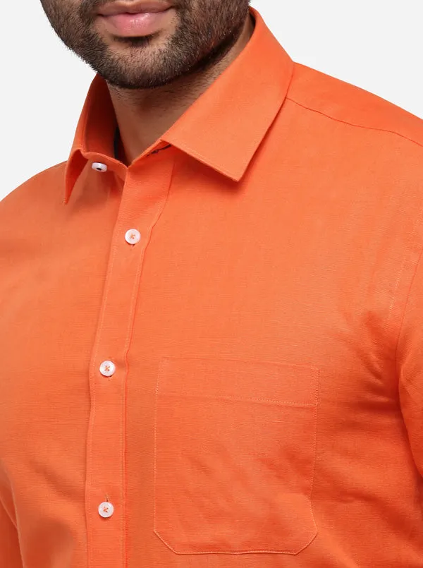 Orange Solid Regular Fit Formal Shirt | Greenfibre