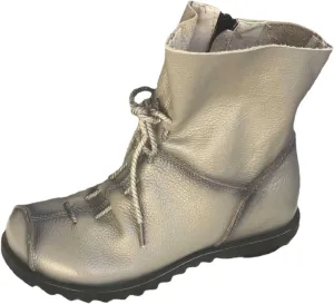 pearlzone Womens Genuine Leather Casual Soft Flat Boots,Renaissance Natural Leather Handmade Historical Shoes