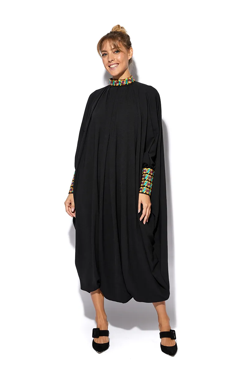 Qamar Crepe Jumpsuit With Cuffed Hems & Floral Detailing