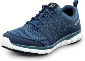 Reebok Work Sublite Cushion Work, Men's, Navy, Athletic Style, MaxTrax Slip Resistant, Soft Toe Work Shoe