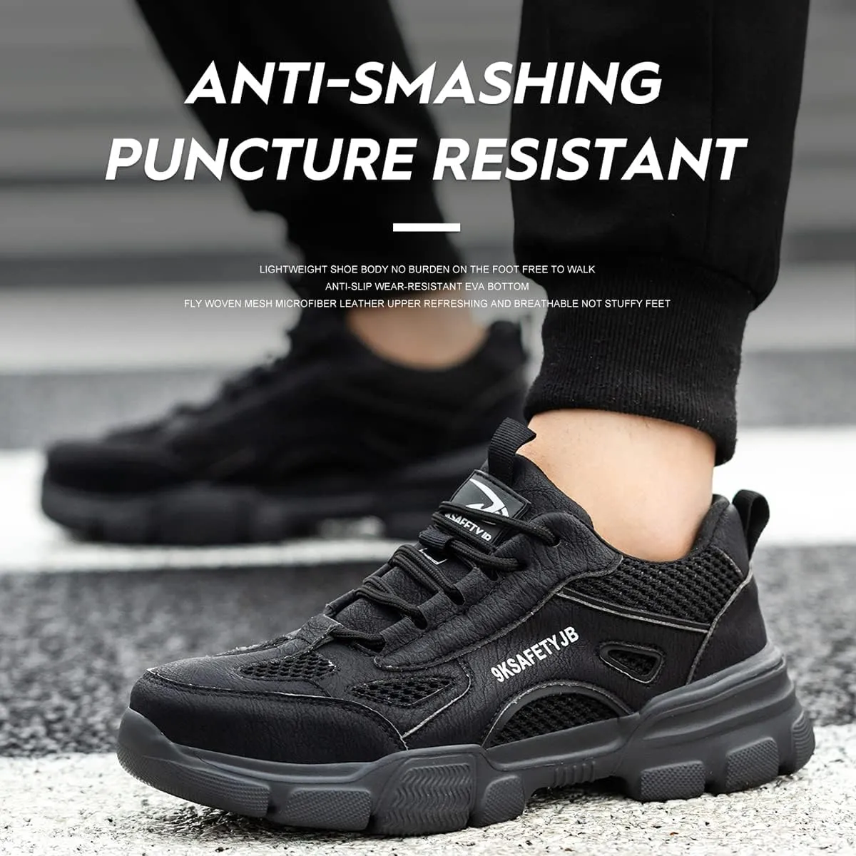 Safety Trainers Men Womens Steel Toe Cap Trainers Lightweight Comfortable Safety Shoes Work Trainers Non Slip & Breathable