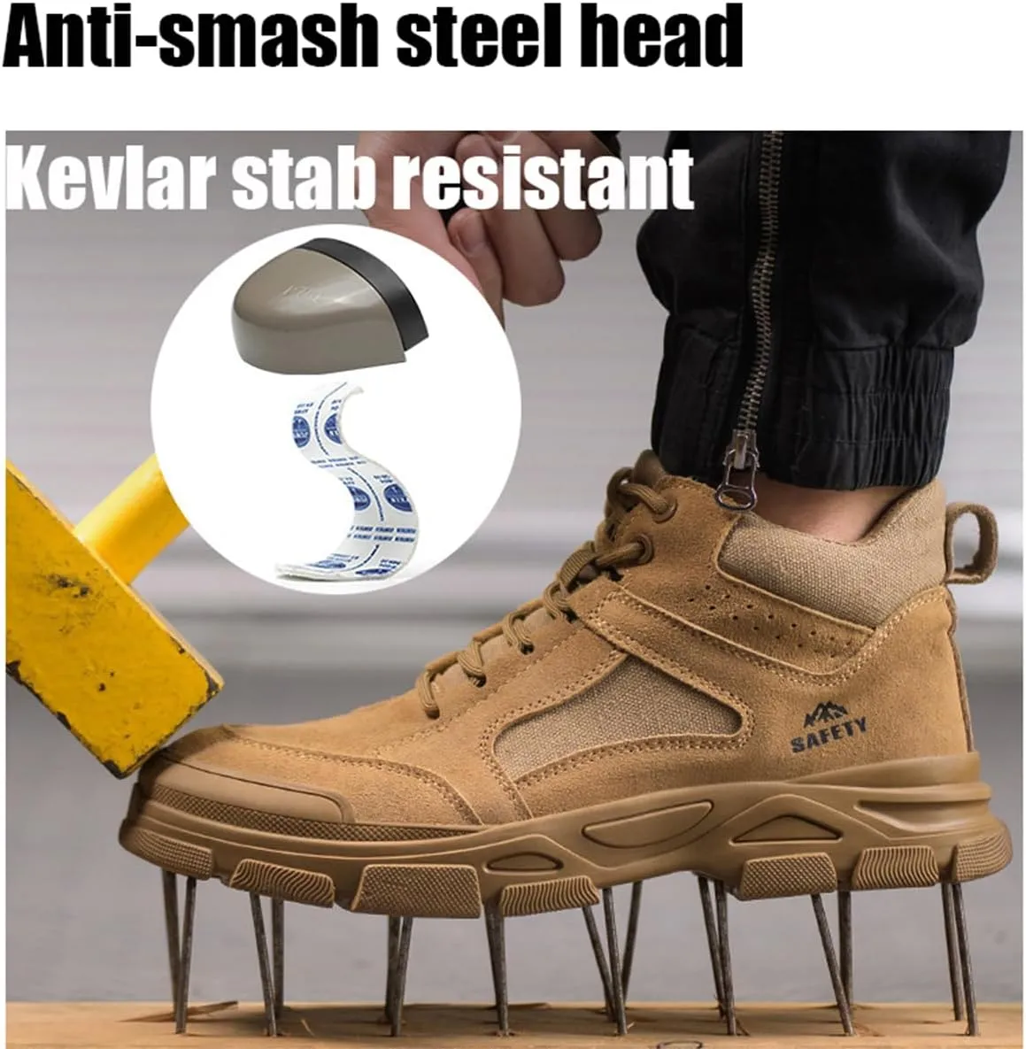 Safety Trainers Men's Steel Toe Cap Trainers Lightweight Safety Shoes for Men Breathable Work Boots