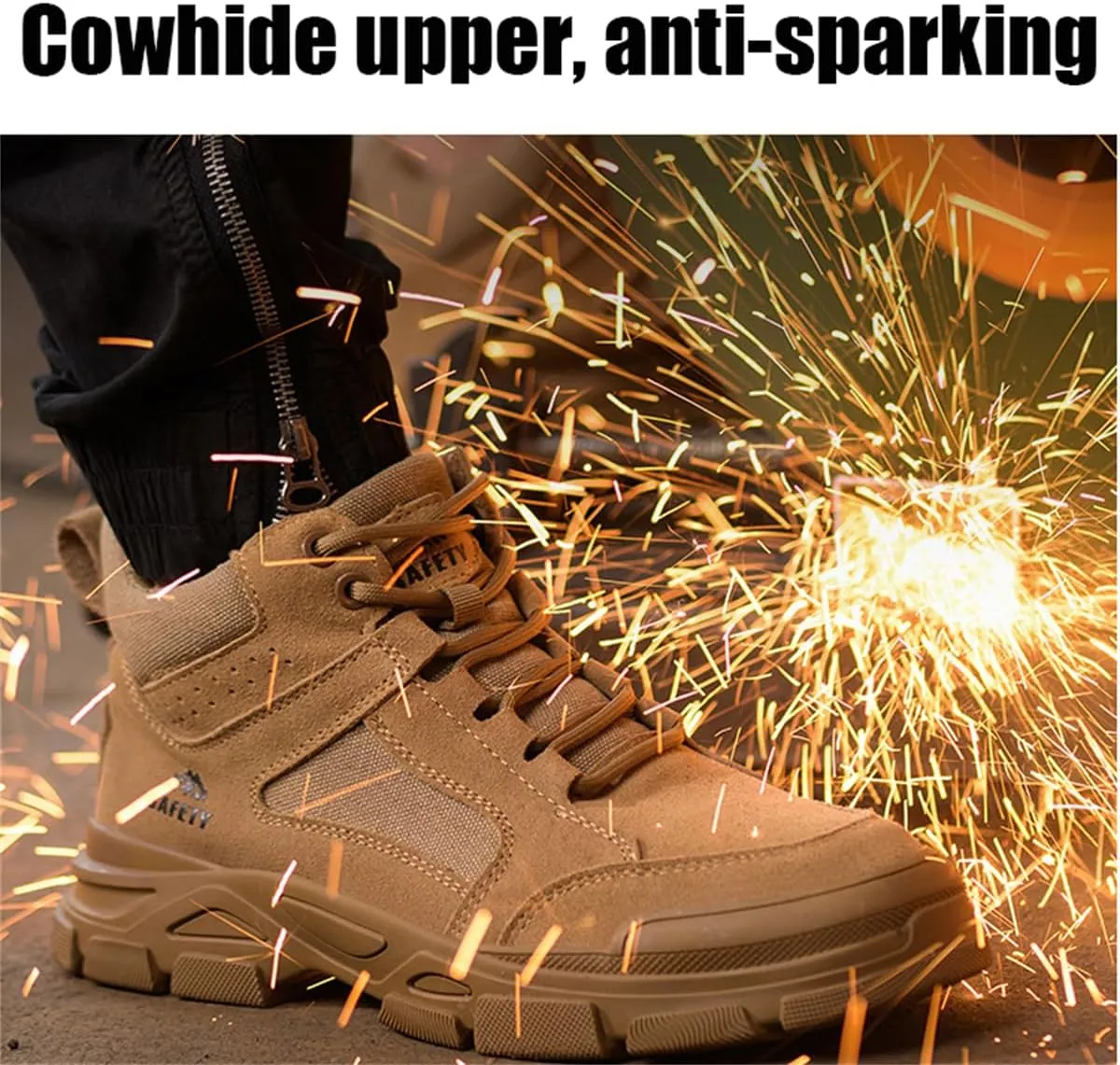 Safety Trainers Men's Steel Toe Cap Trainers Lightweight Safety Shoes for Men Breathable Work Boots