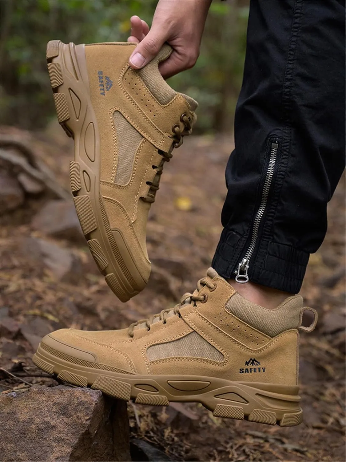Safety Trainers Men's Steel Toe Cap Trainers Lightweight Safety Shoes for Men Breathable Work Boots
