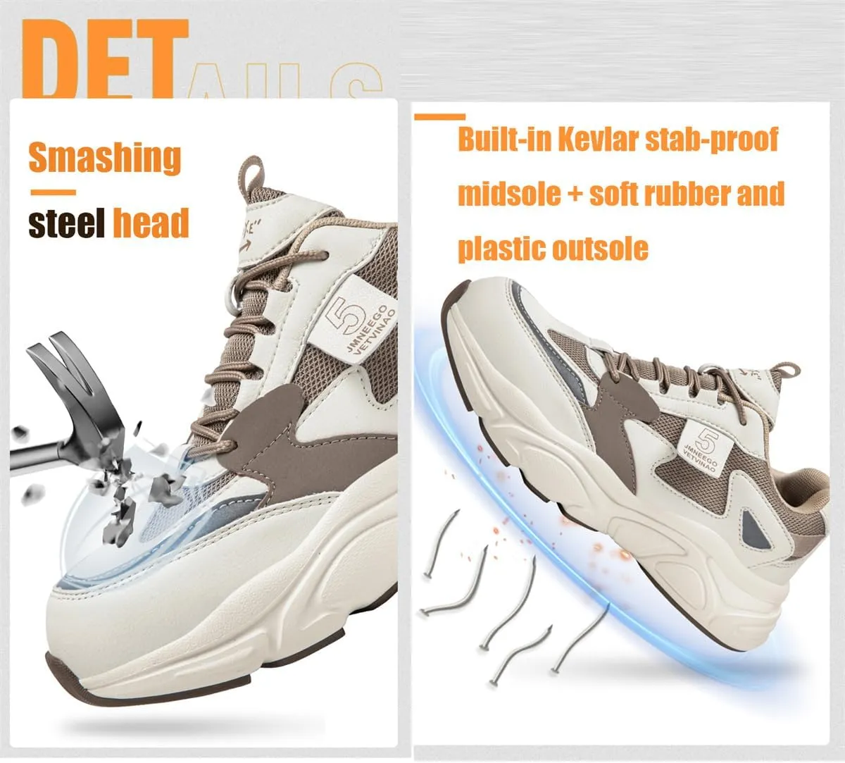 Safety Trainers Women's Steel Toe Cap Trainers Lightweight Safety Shoes for Women Breathable Work Boots