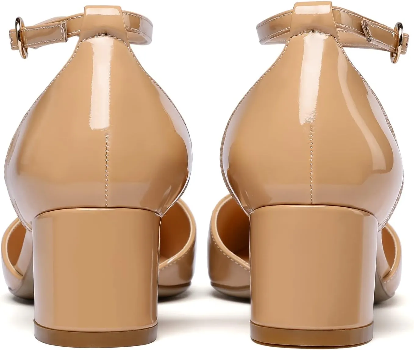 SAMMITOP Women's Pointed Toe Pumps D'Orsay Sandals Ankle Strap Buckle Chunky Block Heel Dress Shoes
