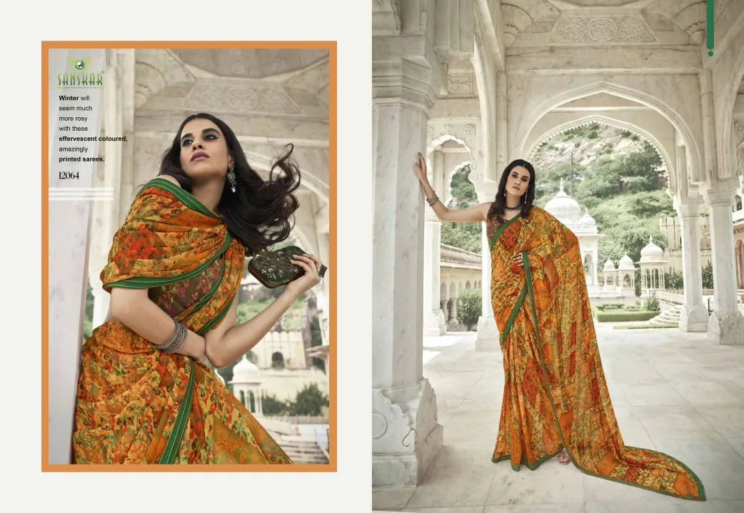 Sanskar Launched Signature Vol 13 Georgette Casual Wear Sarees Collection