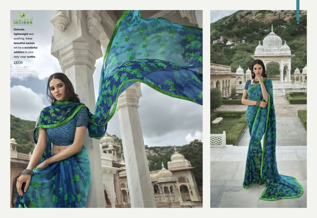 Sanskar Launched Signature Vol 13 Georgette Casual Wear Sarees Collection