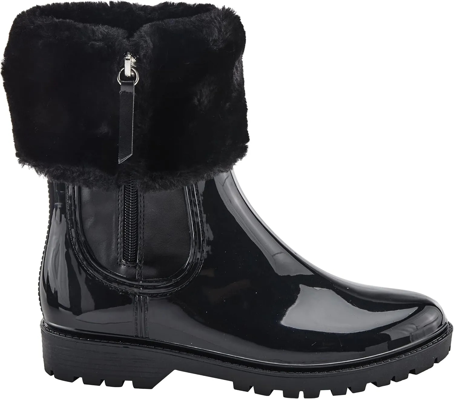 Spring Step Wellies Rain Boots for Women - Waterproof Boots with Faux Fur Collar - Western Ankle Boots for Women with Zipper Closure