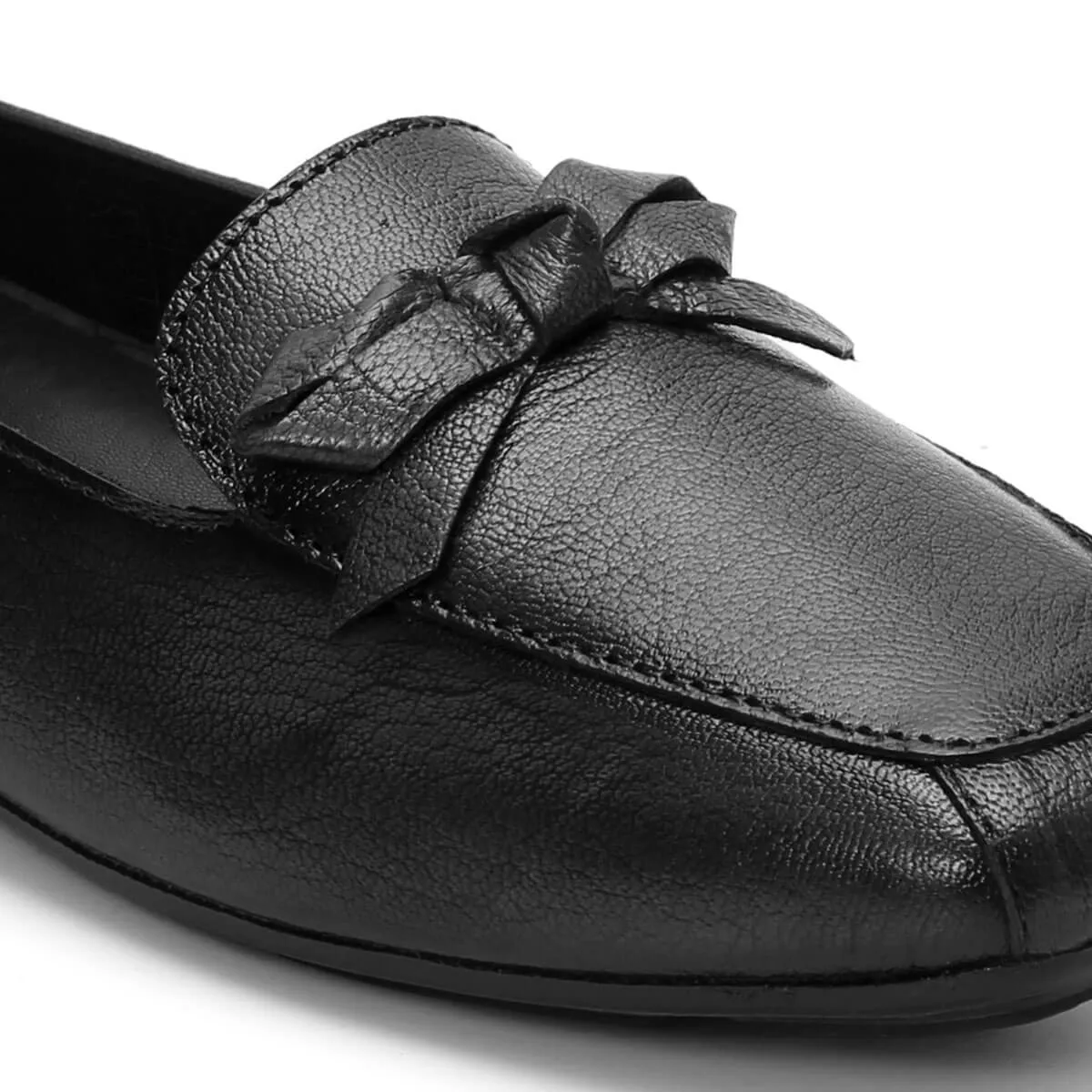 Trendy Leather Bow Flat Square Toe Loafers for Women LG-35