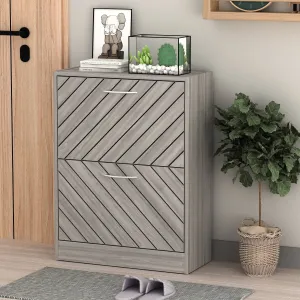 versatile Flip Up Shoe Cabinet Storage Cupboard Organizer Unit with 2 Drawers, Vertical, 29.5 in