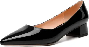 WAYDERNS Womens Dress Patent Pointed Toe Slip On Wedding Chunky Low Heel Pumps Shoes 1.5 Inch