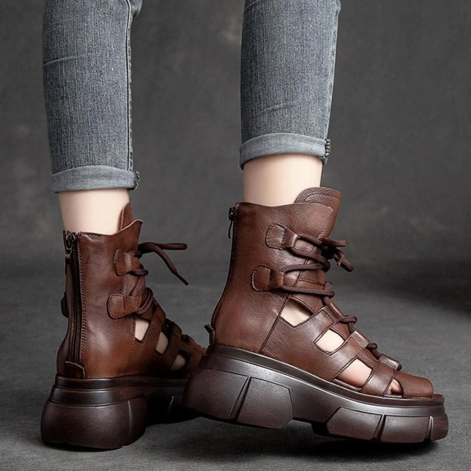 Wedge Sandal for Women Ankle Strap Flatform Arch Support Fish Mouth Toe Muffin Platform Shoes Waterproof Lightweight Comfort