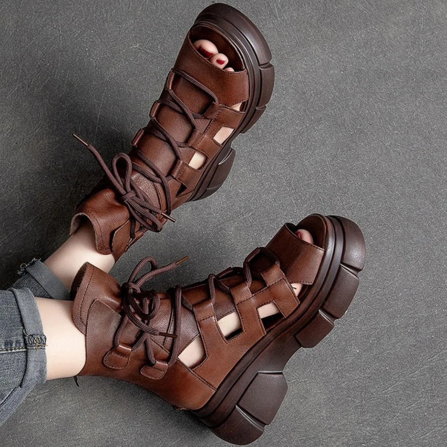 Wedge Sandal for Women Ankle Strap Flatform Arch Support Fish Mouth Toe Muffin Platform Shoes Waterproof Lightweight Comfort