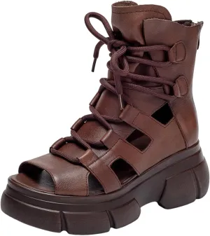 Wedge Sandal for Women Ankle Strap Flatform Arch Support Fish Mouth Toe Muffin Platform Shoes Waterproof Lightweight Comfort