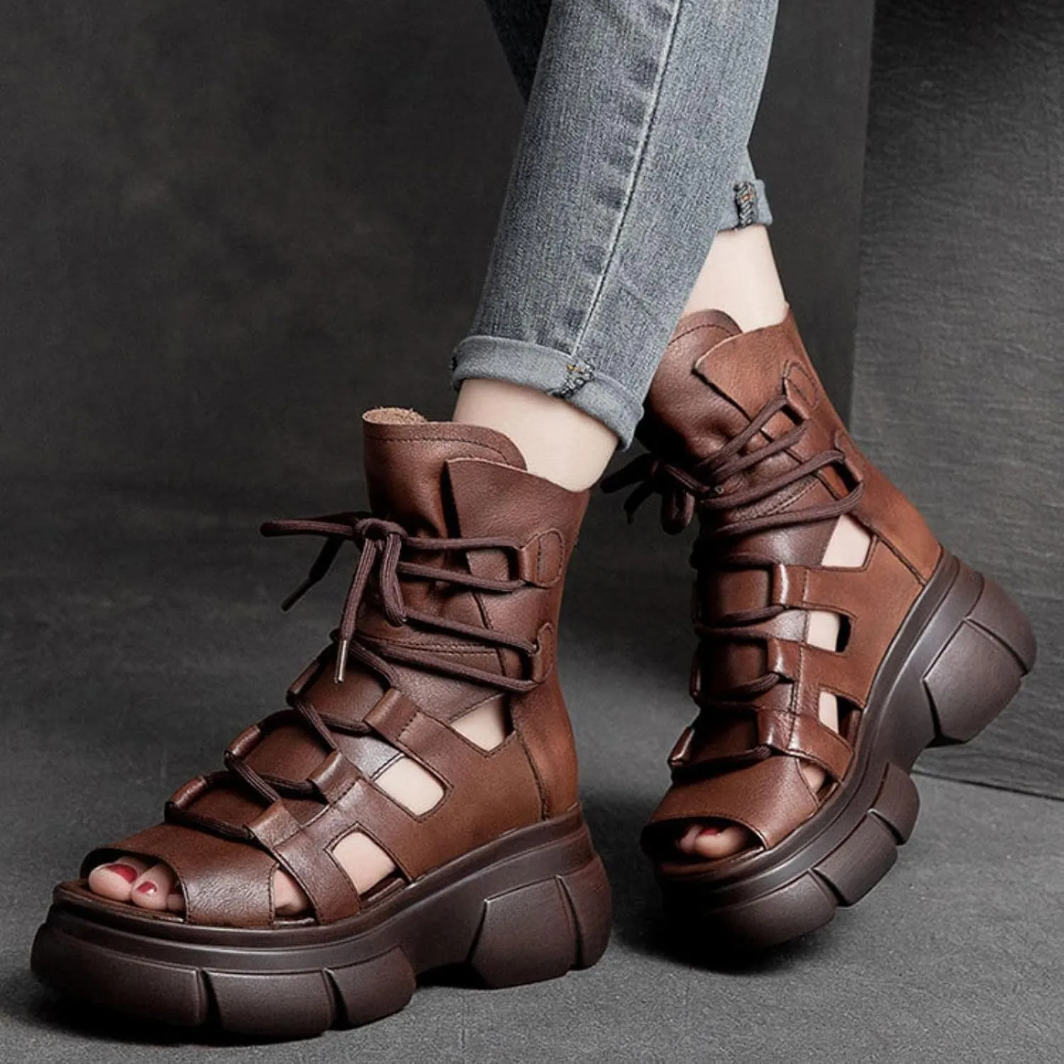 Wedge Sandal for Women Ankle Strap Flatform Arch Support Fish Mouth Toe Muffin Platform Shoes Waterproof Lightweight Comfort
