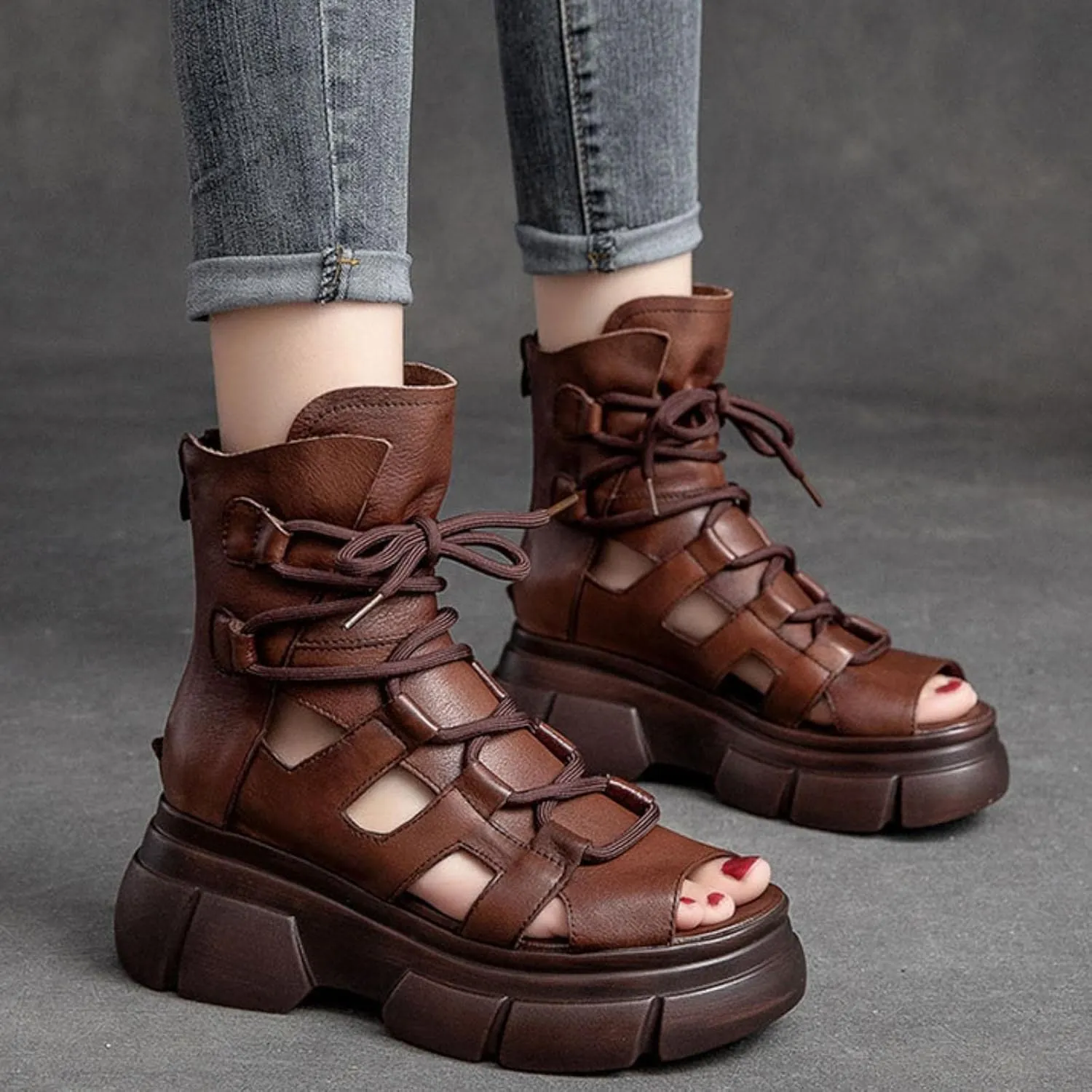 Wedge Sandal for Women Ankle Strap Flatform Arch Support Fish Mouth Toe Muffin Platform Shoes Waterproof Lightweight Comfort