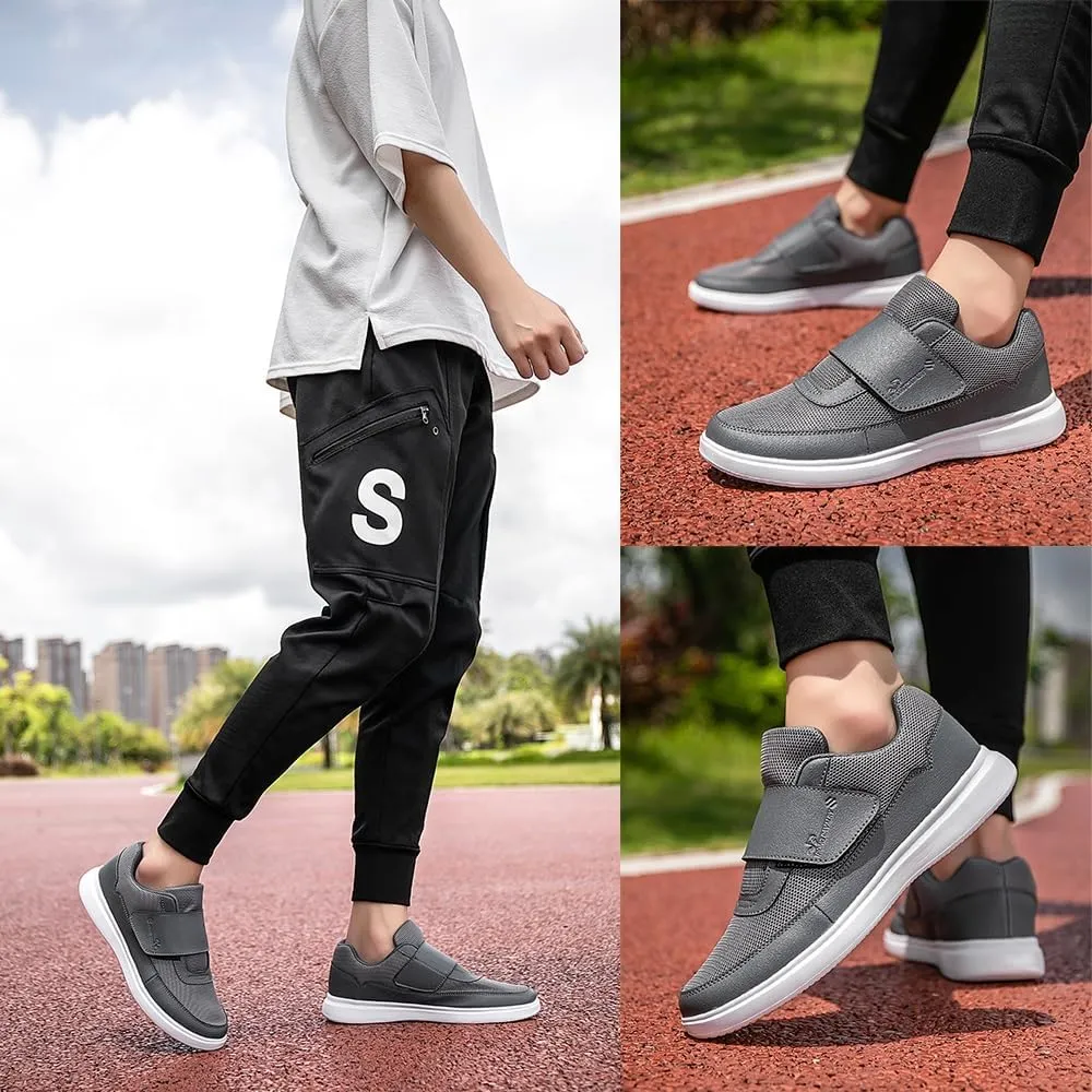 Wide Fit Trainers Orthopedic Shoes Mens Hook and Loop Slip-On Running and Walking for Plantar Fasciitis - Lightweight, Breathable, Non-Slip Trainers