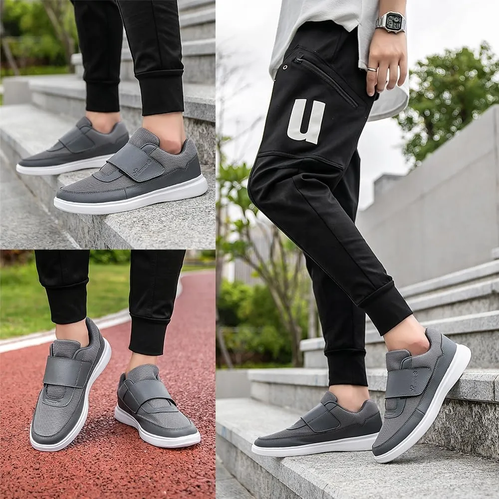Wide Fit Trainers Orthopedic Shoes Mens Hook and Loop Slip-On Running and Walking for Plantar Fasciitis - Lightweight, Breathable, Non-Slip Trainers