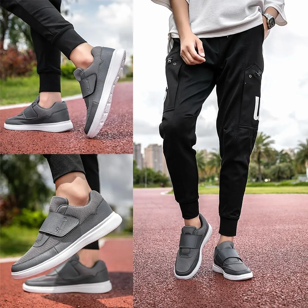 Wide Fit Trainers Orthopedic Shoes Mens Hook and Loop Slip-On Running and Walking for Plantar Fasciitis - Lightweight, Breathable, Non-Slip Trainers