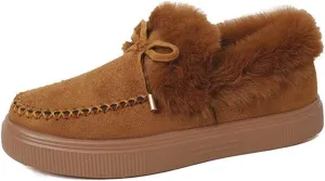 Winter Boots For Women 2024 Fashion Casual Slip-on Warm Loafers Shoes Faux Fur-Lined Comfortable Snow Ankle Booties