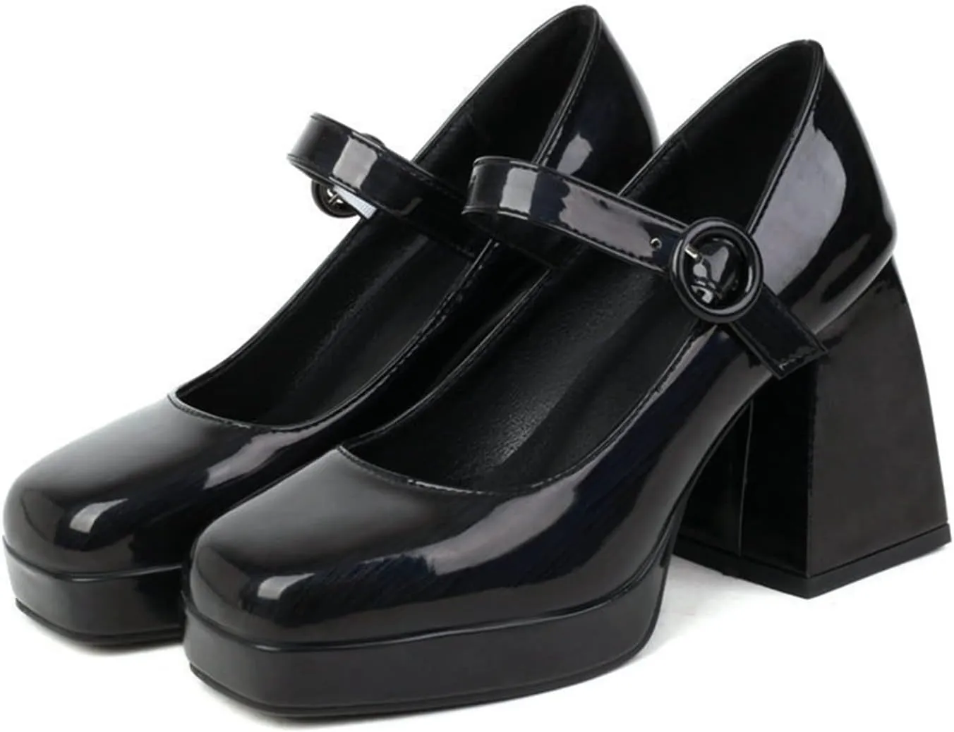 Women Ankle Strap Mary Janes Platform Dress Shoes Chunky Block High Heel Classic Uniform Gothic Pumps