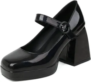 Women Ankle Strap Mary Janes Platform Dress Shoes Chunky Block High Heel Classic Uniform Gothic Pumps