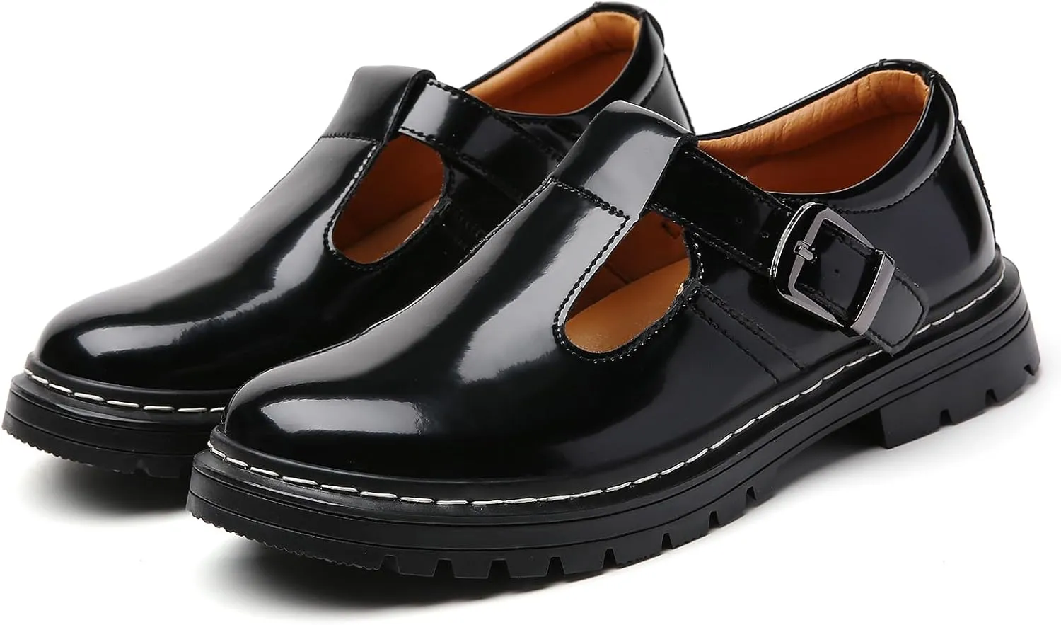 Women Mary Jane Shoes Soft Toe Non Slip Platform Casual Faux Leather Chunky Comfortable Dress Shoes
