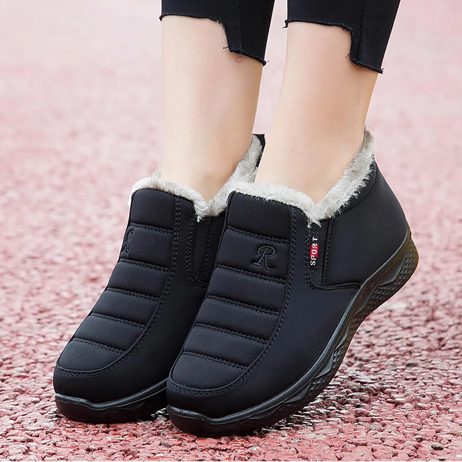 Women Snow Boots Waterproof Winter Boots Non Slip Fully Fur Booties Casual Slip on Ankle Boots Thickening Winter Shoes Walking Hiking Booties