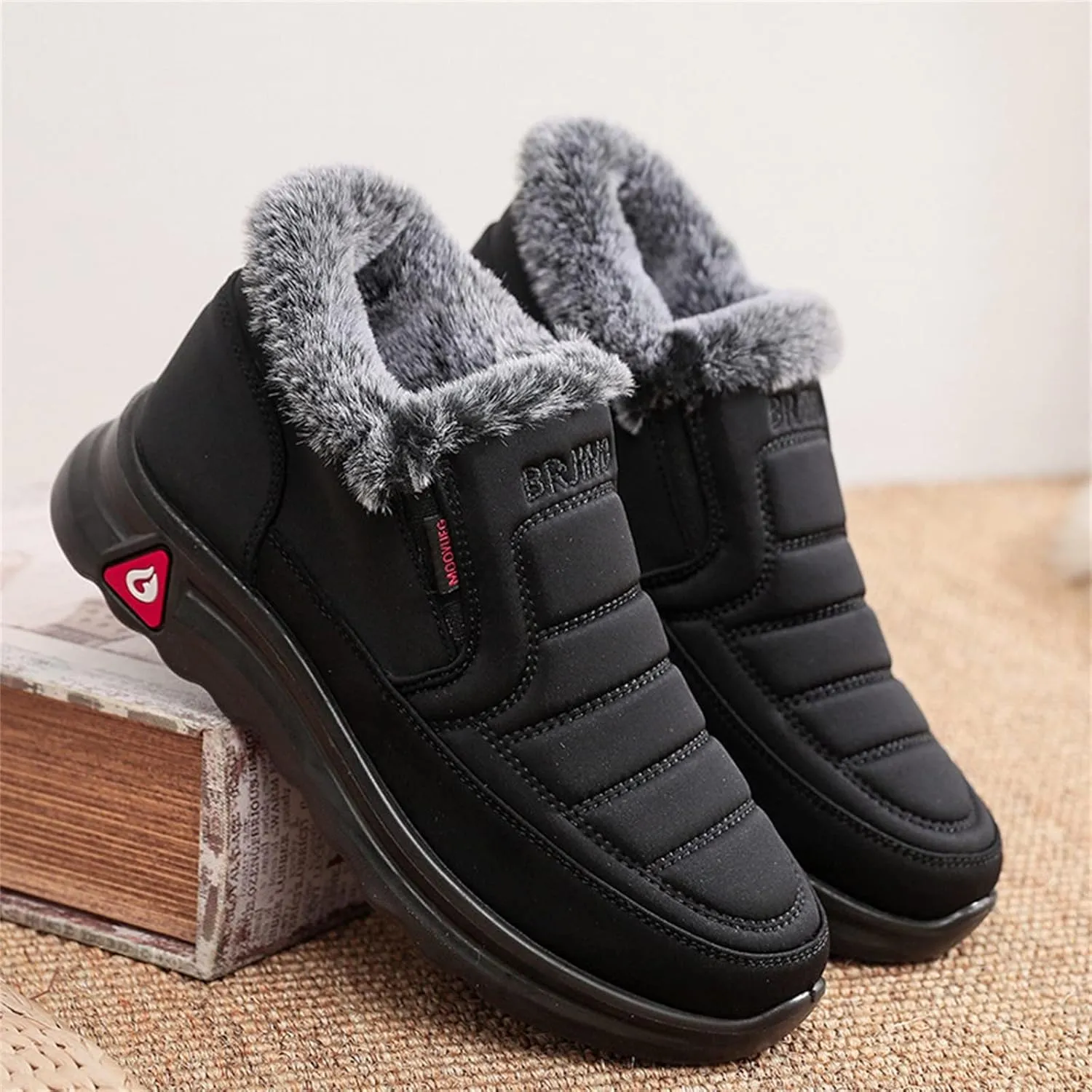 Women Snow Boots Waterproof Winter Boots Non-slip Fully Fur Booties Casual Slip on Ankle Boots Thickening Winter Shoes Walking Hiking Booties