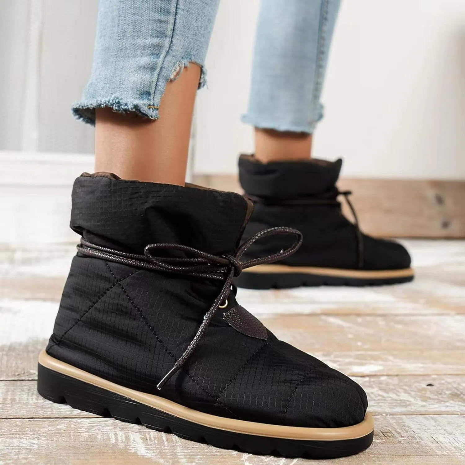 Women Snow Boots Waterproof Winter Boots Non-slip Fully Fur Booties Winter Warm Outdoor Ankle Boots Comfortable Winter Shoes Trekking Shoes