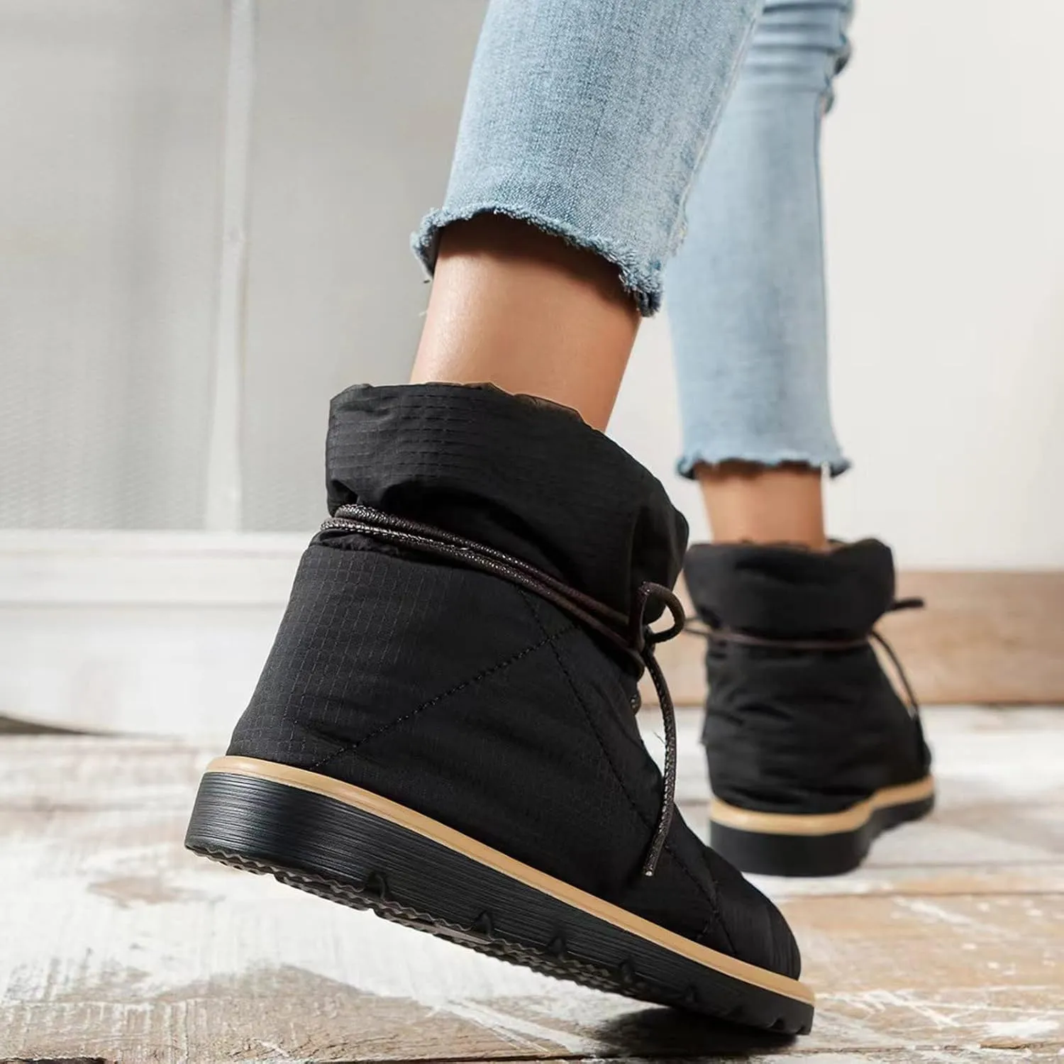 Women Snow Boots Waterproof Winter Boots Non-slip Fully Fur Booties Winter Warm Outdoor Ankle Boots Comfortable Winter Shoes Trekking Shoes