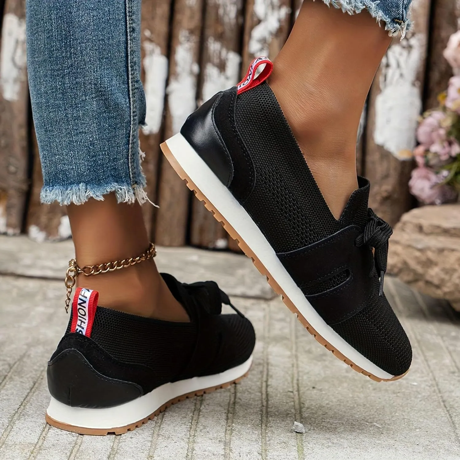 Women's Casual Lace Up Flat Soled Round Toe Flying Weaving Women's Shoes Fashionable and Womens Comfort Casual Shoes