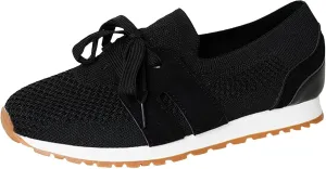 Women's Casual Lace Up Flat Soled Round Toe Flying Weaving Women's Shoes Fashionable and Womens Comfort Casual Shoes