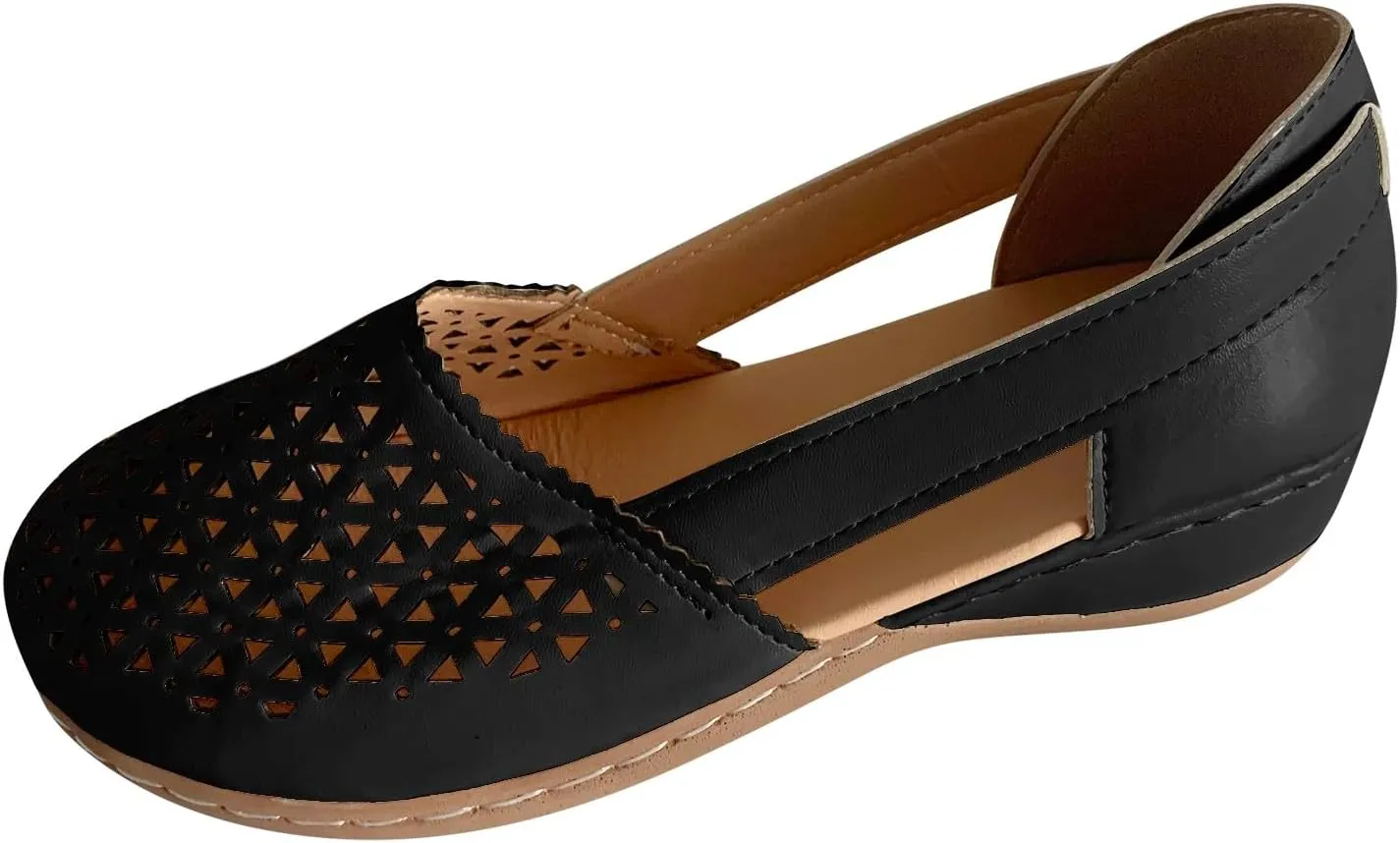 Women's Flats Sandals Close Toe Slip-On Ballet Sandal Comfort Lightweight Waterproof Platform Cutout Rubber Sole Shoes Cork Footbed Daily Wear Walking Hiking Outdoor Vocation Beach Soft Shoe